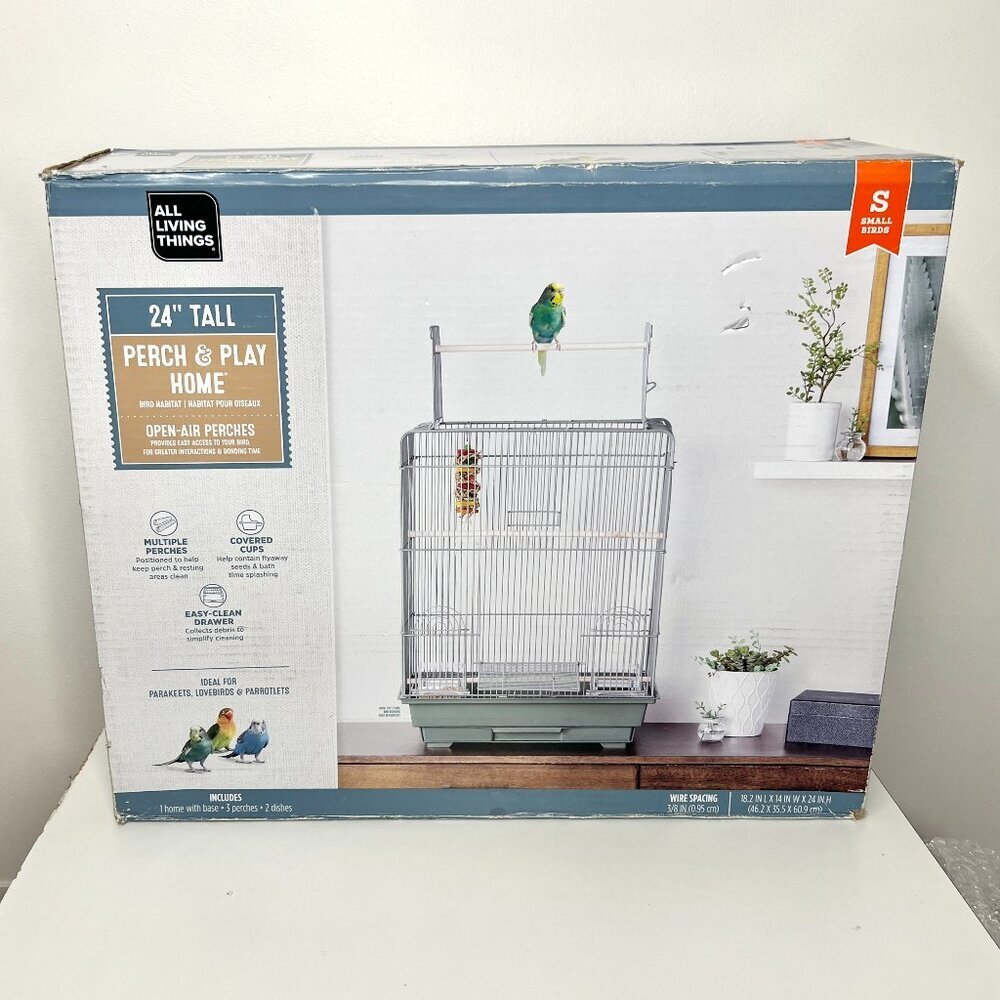 NWT 24" All Living Things Perch & Play Open-Air Bird Home for‎ Small Birds